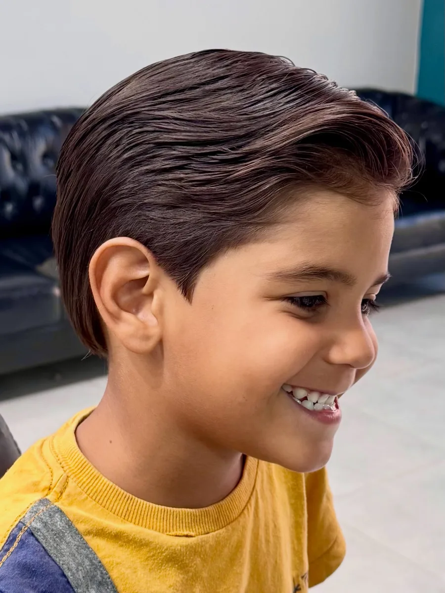 Cliente infantil com cabelo finalizado na Gringo’s